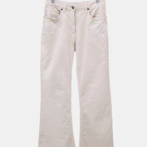 Etro Paisley Embroidered Beige Flared Jeans
